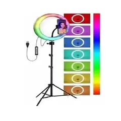 SKY - Aro De Luz 26 Cm Con Trípode Profesional 2 M De Altura Rgb Color