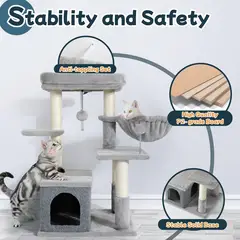 CATLIKE - Gimnasio Rascador Para Gatos Felpa 3 Niveles Desarmable