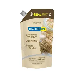 RECAMIER - Jabón Líquido Antibacterial Avena & Miel Bacterion 500 ml