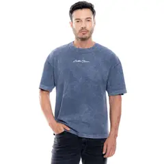 COLOR BLUE - Camiseta Oversized Teñido Old Wash