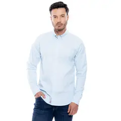 COLOR BLUE - Camisa Manga Larga Unicolor Logo