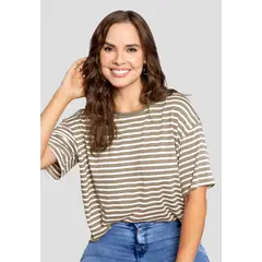 MARKETING PERSONAL - Camiseta Mujer Café Pardo-Blanco Mp 110852