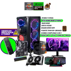 AMD - Torre Gamer RYZEN 7 5700G/RTX 5060/Monitor 27'' 180Hz/64GB RAM/512GB/B550/700W