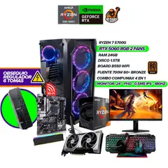 AMD - Torre Gamer RYZEN 7 5700G/RTX 5060/24GB RAM/1.5TB/B550/700W/Monitor 24" 180Hz