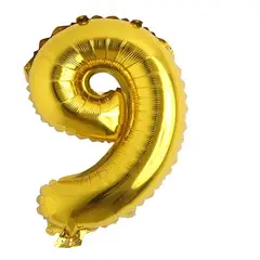 GENERICO - GLOBO METALIZADO NUMERO 9 DORADO 32"