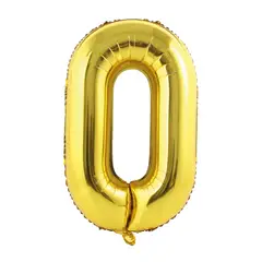 GENERICO - GLOBO METALIZADO NUMERO 0 DORADO 16"