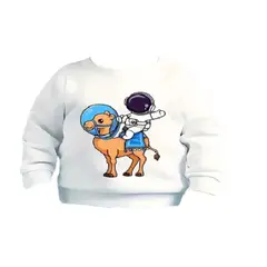 100 - Sueter Blanco de Bebe con Camello y Astronauta