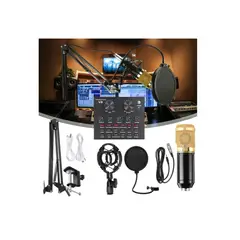 GENERICO - Kit Micrófono Profesional De Condensador + Tarjeta Sonido V8