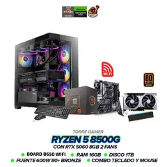 AMD - TORRE GAMER RYZEN 5 8500G / RTX 5060 8GB / B650 WIFI / 16GB RAM / 1TB / 600W BRZ