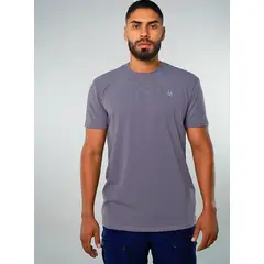 NO RULES - Camiseta Hombre Manga Corta Gris Bordado
