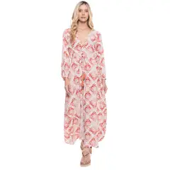COLOR BLUE - Maxi Vestido Estampado Con Abertura En Frente