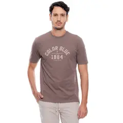 COLOR BLUE - Camiseta Manga Corta Con Estampado En Frente