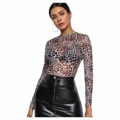RAINBOW MODA - Blusa Mujer Transparencia Animal Print Estampado