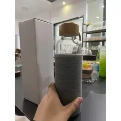 GENERICO - Termo Botella De Agua En Vidrio Tapa De Madera