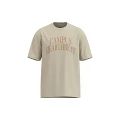 KOAJ - Camiseta college kaki clara con cuello redondo Hombre