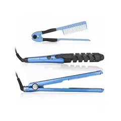 GENERICO - Combo Plancha, Peine Y Rizador Azul 110220v