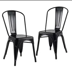 GENERICO - Set De 2 Sillas De Metal Diseño Tolix Empoli Negro