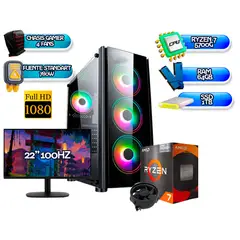 AMD - Torre Gamer Ryzen 7 5700G / 64GB Ram / Ssd 1TB / Monitor 22” 100Hz Fhd / Fuente 780w