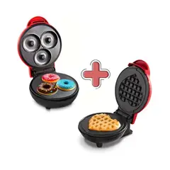 GENERICO - Combo máquina mini para donas + mini waflera de corazón