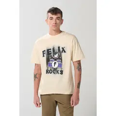 KOAJ - Camiseta de Félix el Gato kaki clara con manga corta Hombre