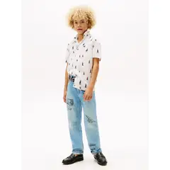 TOMMY HILFIGER - Camisa blanca de manga corta estampada