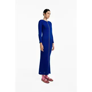 MAGLIONE - Vestido Largo Rib Mujer Cuello Redondo Con Mangas