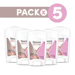 REXONA - Pack 5 Desodorantes Clinical Mujer Crema 48gr