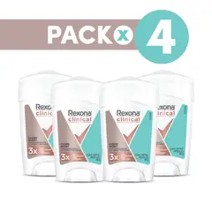 REXONA - Pack 4 Desodorantes Clinical Clean Scent Mujer48gr