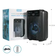 GENERICO - Parlante Bluetooth GTS-1803 de 3” con Luces RGB y Control Remoto