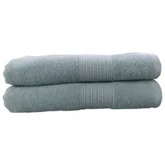 GENERICO - Toalla De Cuerpo Coral Set x 2 Unicolor 450 Gramos 100 % Algodón Tipo Hotelera Color Azul Perlado