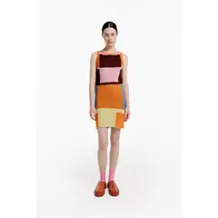 MAGLIONE - Mini Vestido Mosaico Cuello Redondo Sin Mangas