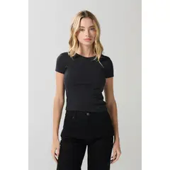KOAJ - Camiseta ajustada manga corta unicolor con texturas de ca MUJER