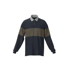 KOAJ - Camiseta polo azul intensa manga larga con franjas Hombre