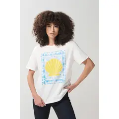 KOAJ - Camiseta unicolor cuello redondo con diseño de playa Mujer
