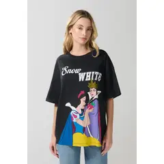 KOAJ - Camiseta oversize negra manga corta de Blanca Nieves Mujer