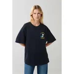 KOAJ - Camiseta oversize azul intensa manga corta de Snoopy Mujer