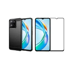 GENERICO - Funda Tipo Carbono Fiber + Vidrio templado HONOR X5B Plus