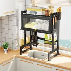 GENERICO - Escurridor Platos Cocina Con Gabinete Color Negro