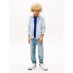 TOMMY HILFIGER - Rompe celeste viento con capota y parche del logo
