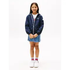 TOMMY HILFIGER - Cortavientos azul con capota y logo