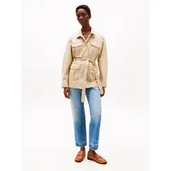 TOMMY HILFIGER - Rompe beige viento estilo militar con botones dorados