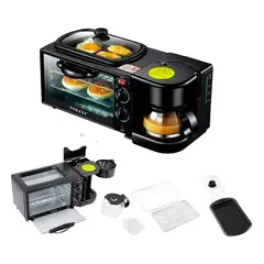 SOKANY - Horno Eléctrico Tostador Original Cafetera Parrilla 3 En 1