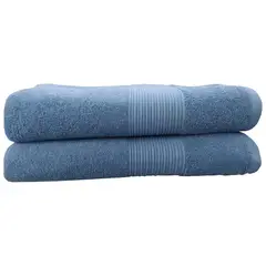 GENERICO - Toalla De Cuerpo Coral Set x 2 Unicolor 450 Gramos 100 % Algodón Tipo Hotelera Color Azul Celeste