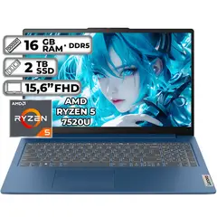 LENOVO - PORTÁTIL SLIM 3 15AMN8 AMD RYZEN 5 7520U 16GB RAM 2TB SSD 15.6" FHD ABYSS BLUE