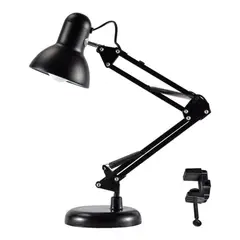 GENERICO - Lámpara De Escritorio Con Brazo Oscilante Metalico Negro
