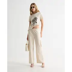 SEVEN SEVEN - Pantalón Tipo Cargo Fluido Y Ligero Para Mujer Beige