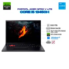 ACER - PORTATIL NITRO LITE 16" FHD 165HZ - CI5-13450H RTX 3050 6GB - RAM 64GB SSD 1TB FUNDA + MOUSE