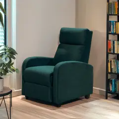 ELITE LIVING - SILLA RECLINABLE ESTATICA DALY 1 PUESTO COLOR ESMERALDA