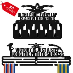 SOH DESIGN - Set x2 percheros para medallas y accesorios swimming pintado negro