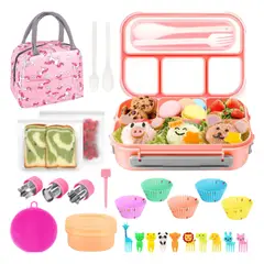 MONBENTO - Lonchera Lujo Marca Bento Múltiples Accesorios Capacidad 1.3 L -ROSADO